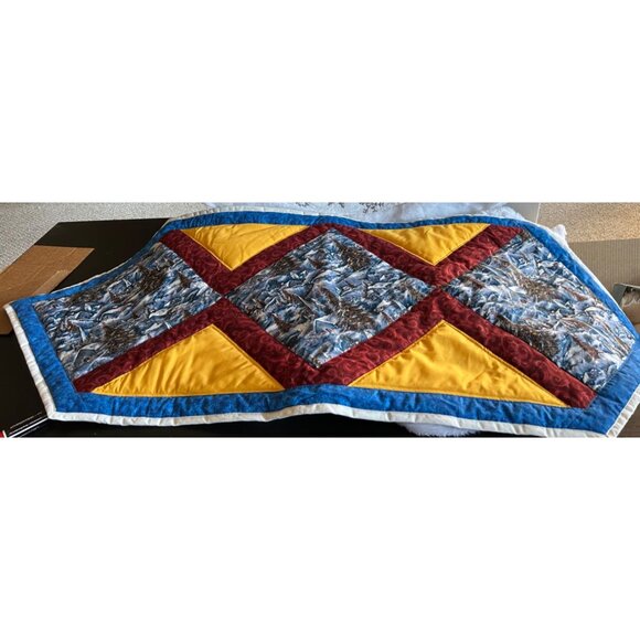 Handcrafted Quilted Runner Winter Wonderland Patchwork 45" x 17" Centerpiece - Picture 1 of 11